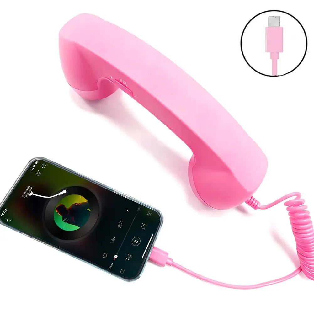 Retro Telephone Receiver Type-C 3.5mm Microphone Handset Directly Plug Into Mobile Phone Handset For Mobile Phones