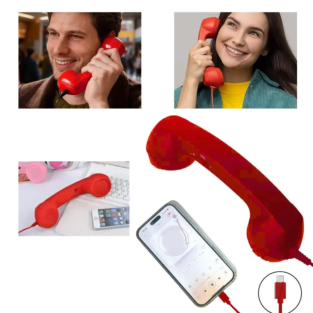 Retro Telephone Receiver Type-C 3.5mm Microphone Handset Directly Plug Into Mobile Phone Handset For Mobile Phones